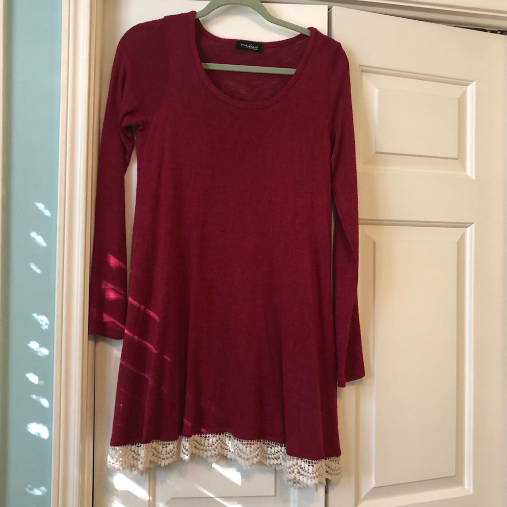 Crimson Dress with Lace